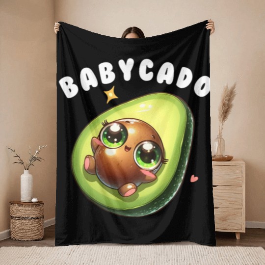 Baby Avocado cute Kawaii babyparty Gift Pregnancy Throw Blankets
