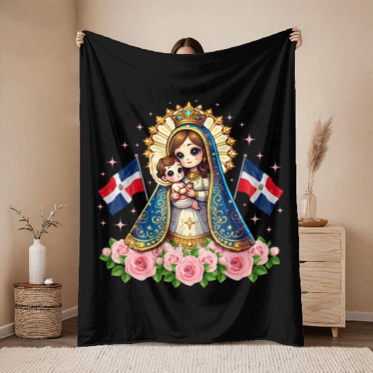 Our Lady of Altagracia Dominican Republic Catholic Throw Blankets
