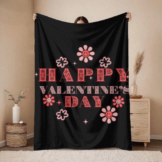 Red and Black Floral Valentine s Day Throw Blankets