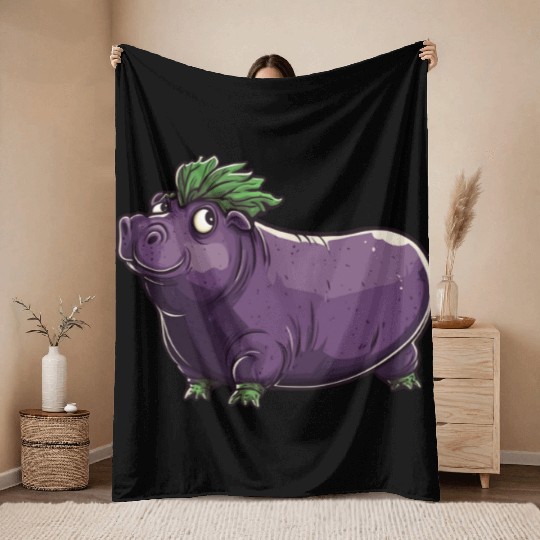Hip Eggplant Throw Blankets