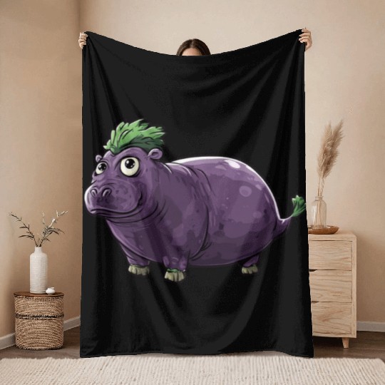 Hip Eggplant Throw Blankets