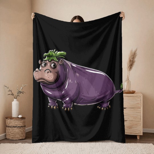 Hip Eggplant Throw Blankets