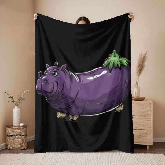 Hip Eggplant Throw Blankets