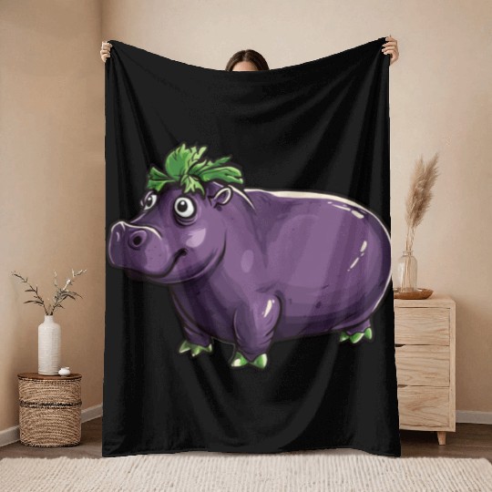 Hip Eggplant Throw Blankets