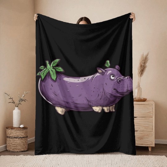 Hip Eggplant Throw Blankets