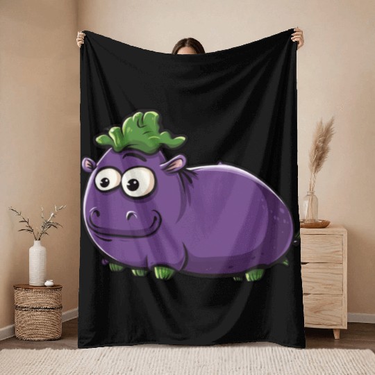 Hip Eggplant Throw Blankets