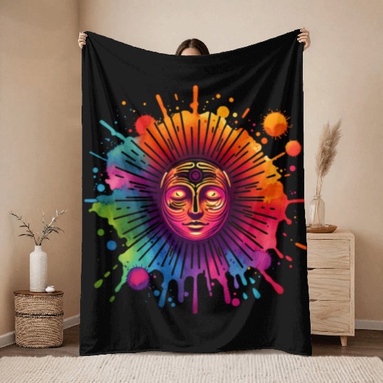 Music Festival Throw Blankets - Colorful Yoga Outfit