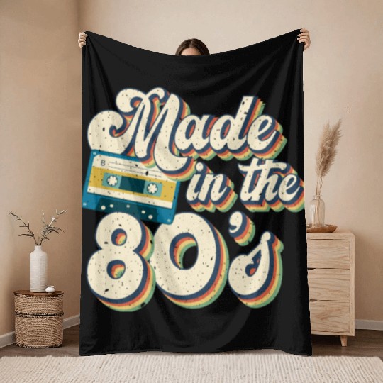 Retro 80s Style design Perfect for Nostalgia Fans Throw Blankets