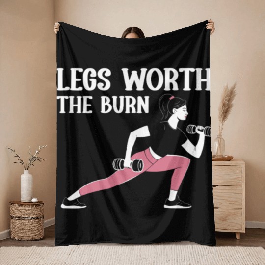 Bulgarian Squat Exercise Fitness Workout Gym Throw Blankets