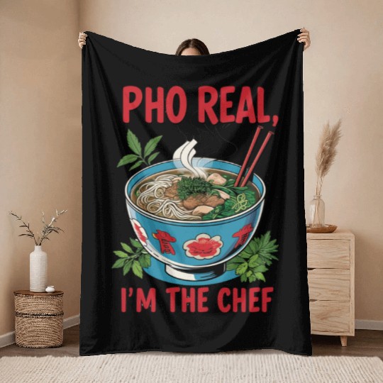 Pho Real Im The Chef Asian Chef Throw Blankets
