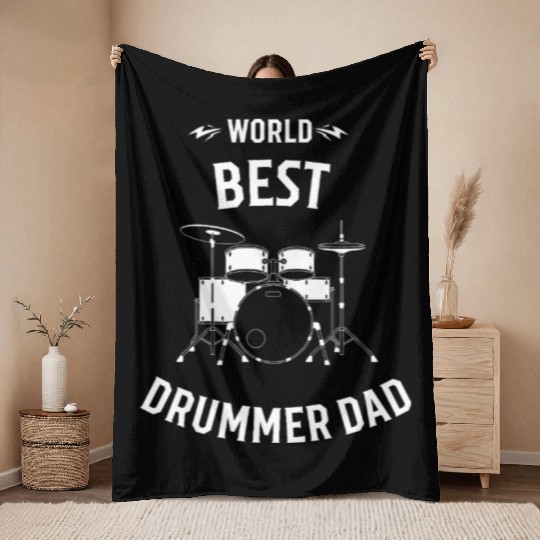 World Best Drummer Dad Throw Blankets