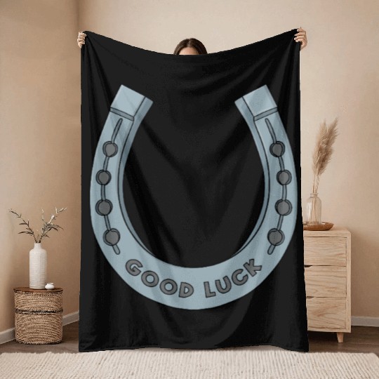 Good Luck Horseshoe Throw Blankets