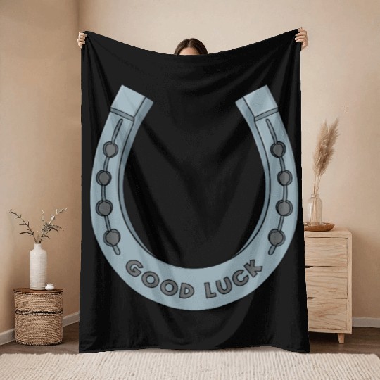 Good Luck Horseshoe Throw Blankets