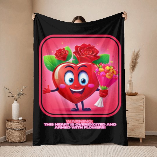 The Heart Bursting With Happiness And Flowers Throw Blankets