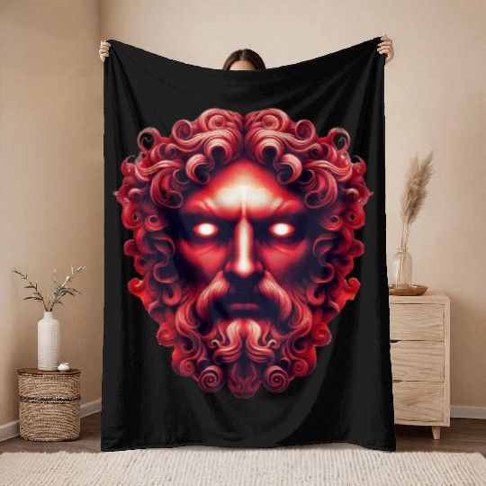 Face of Hades MythosView Throw Blankets