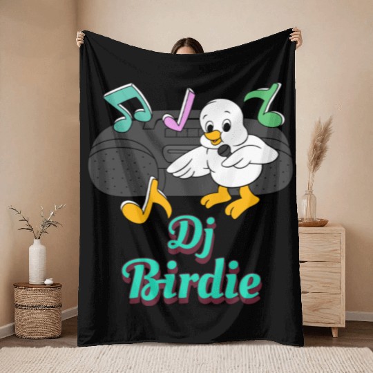 Dj Birdie, bird Throw Blankets.