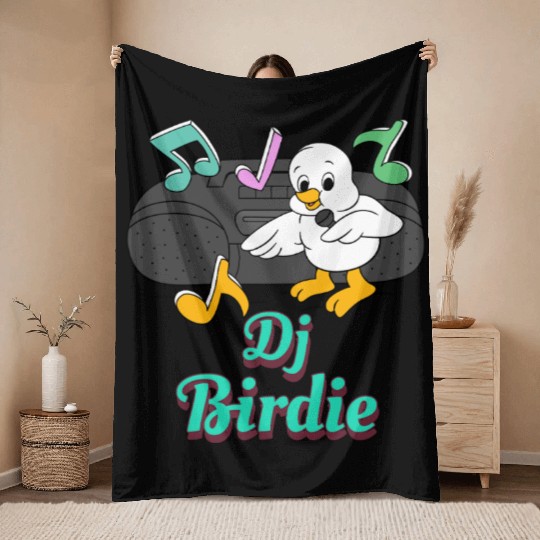 Dj Birdie, bird Throw Blankets.