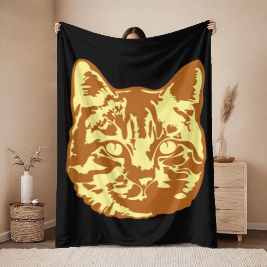 Cat Lover Realistic Pet Face Cute Cool Kitten Head Throw Blankets