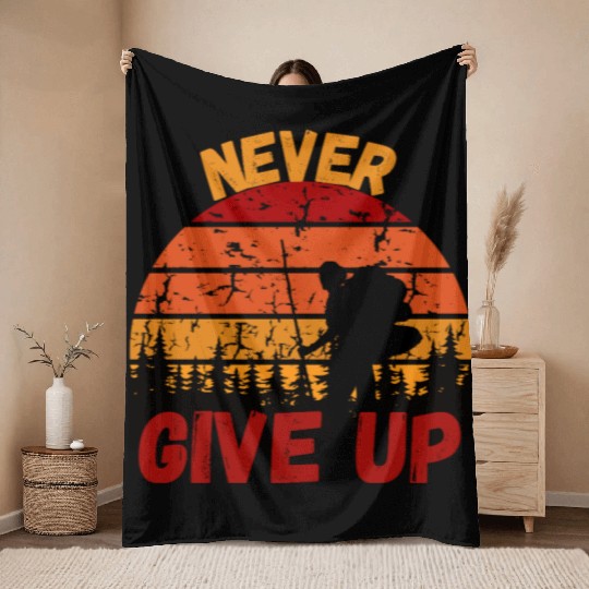 Never Give Up Forest Adventure Design Throw Blankets