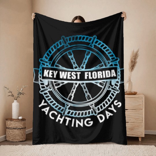 KEY-WEST FLORIDA YACHTING DAYS Sailing Outfit Throw Blankets