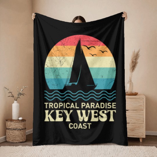 Florida TROPICAL PARADISE KEY-WEST COAST Throw Blankets