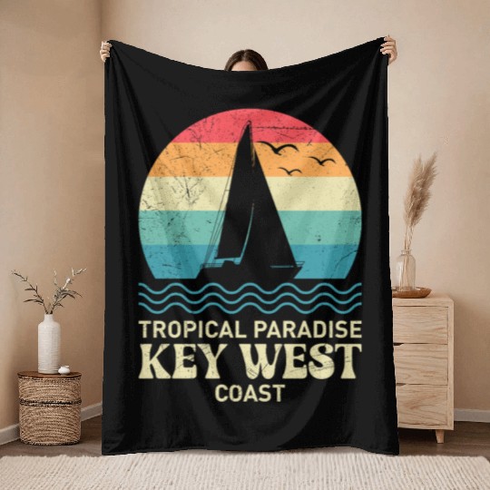 Florida TROPICAL PARADISE KEY-WEST COAST Throw Blankets
