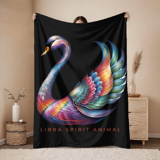 Libra Spirit Animal Swan Alebrije Throw Blankets