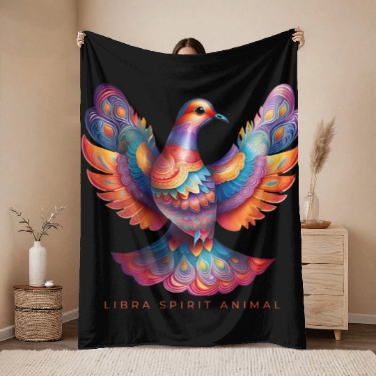 Libra Spirit Animal Dove Alebrije Female Throw Blankets