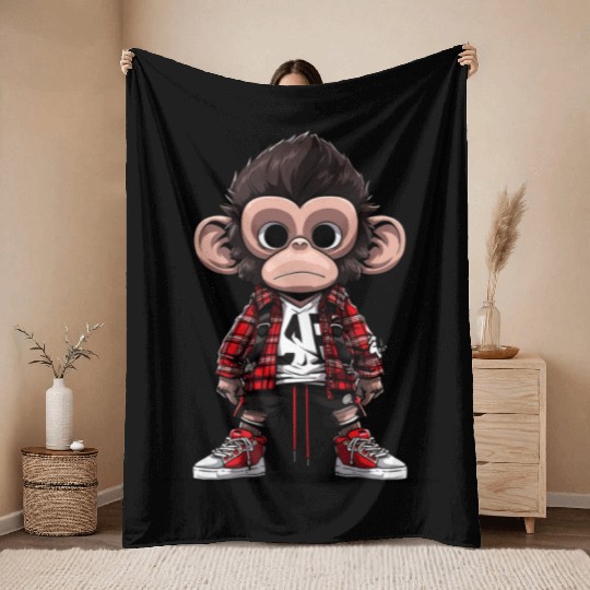 Bored Monkey Throw Blankets