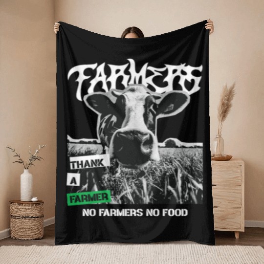 Thank a farmer DESIGN Throw Blankets