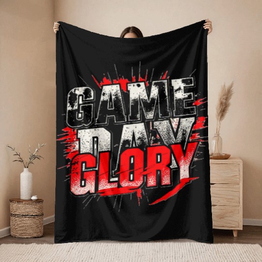 Game Day Glory Intense Bold Sports Design Throw Blankets
