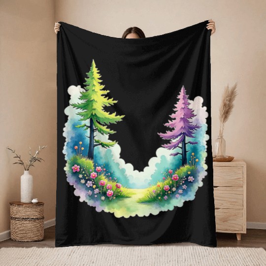 Vibrant Watercolor Dreams Throw Blankets