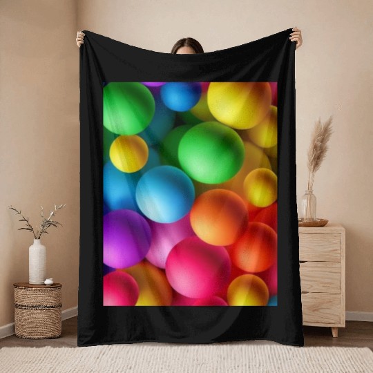 Vibrant Multi Colored Spheres Throw Blankets