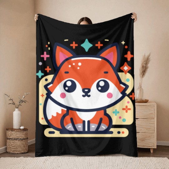 Cute Little Fox 1 Throw Blankets