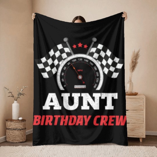 Aunt Birthday Crew Theme Party Racing Car Driver Throw Blankets