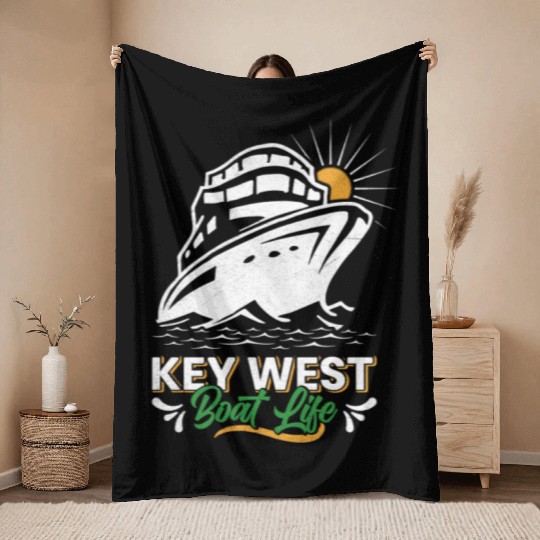 KEY-WEST BOAT LIFE Sailing Florida Keys West Keys Throw Blankets