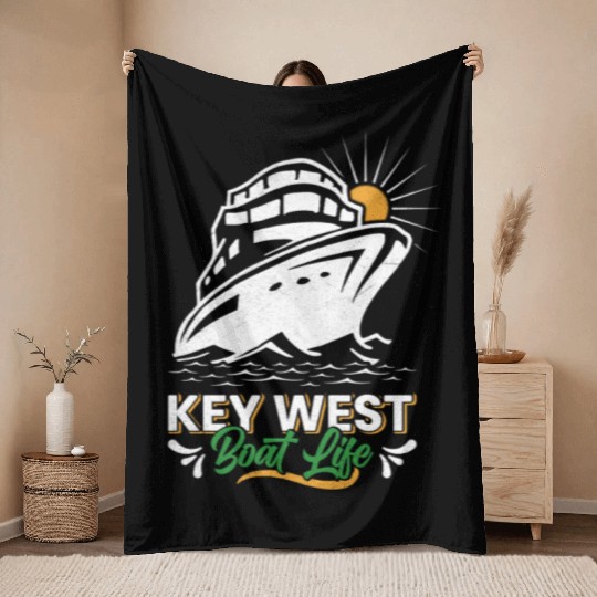KEY-WEST BOAT LIFE Sailing Florida Keys West Keys Throw Blankets