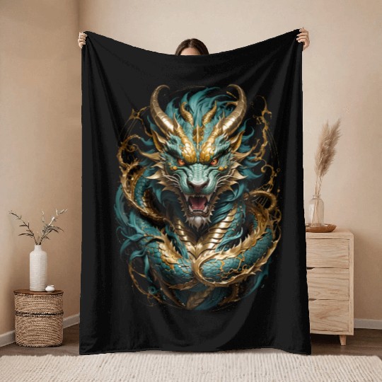 The chinese Dragon Throw Blankets