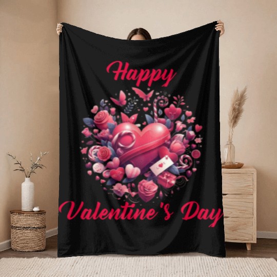 Happy Valentine's day Throw Blankets