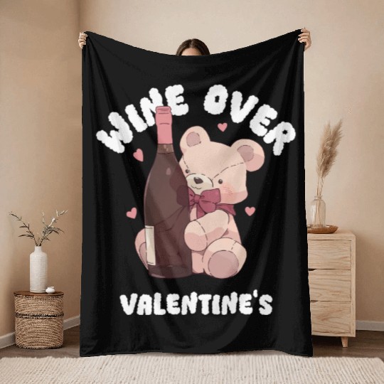 Wine over Valentine's Throw Blankets