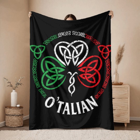 O'talian St Patricks Day Italian Italy Flag Italia Throw Blankets