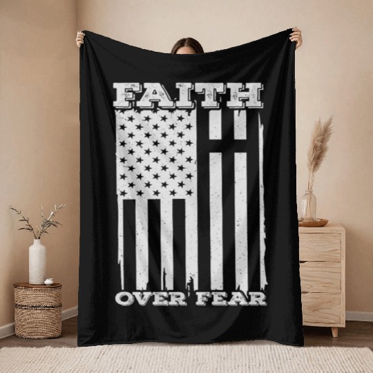 Faith Over Fear Happy Easter Throw Blankets