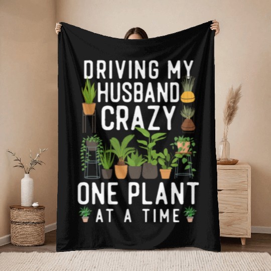 Plant Lover Gardening Husband Wife Throw Blankets