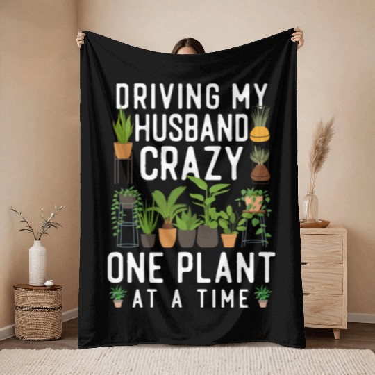 Plant Lover Gardening Husband Wife Throw Blankets