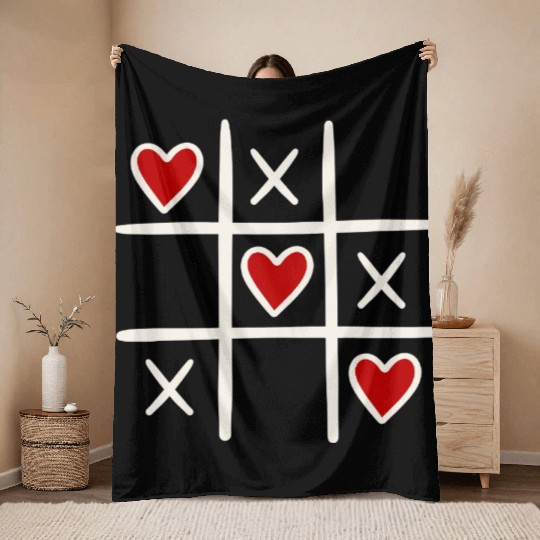 tic tac toe. valentines day gift. couple gift.dark Throw Blankets