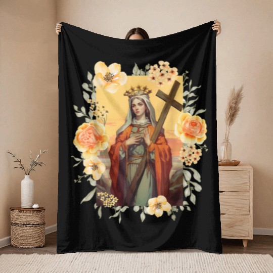 St Helena The True Cross and Church Throw Blankets