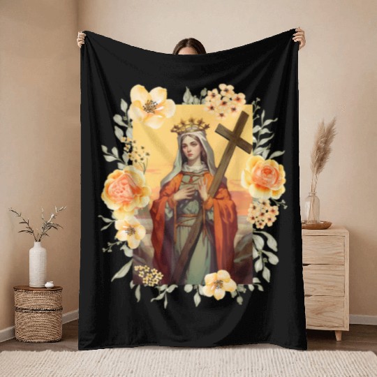 St Helena The True Cross and Church Throw Blankets