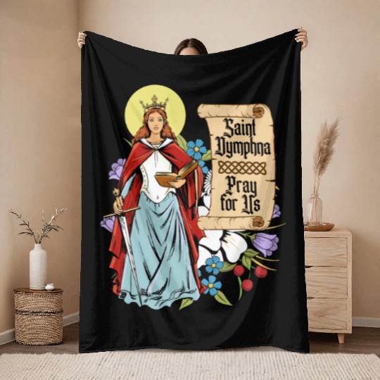 St. Dymphna Purity Lily Patron Saint Mental Health Throw Blankets