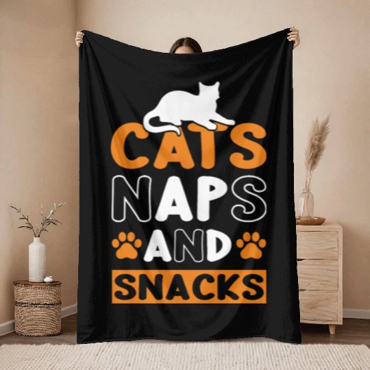 Cats Naps and Snacks Design Throw Blankets