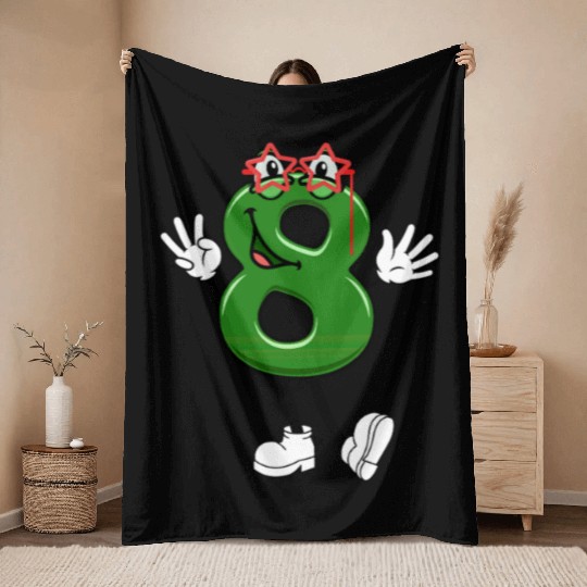 Number Eight Galaxy Grin Cosmic Charm Throw Blankets